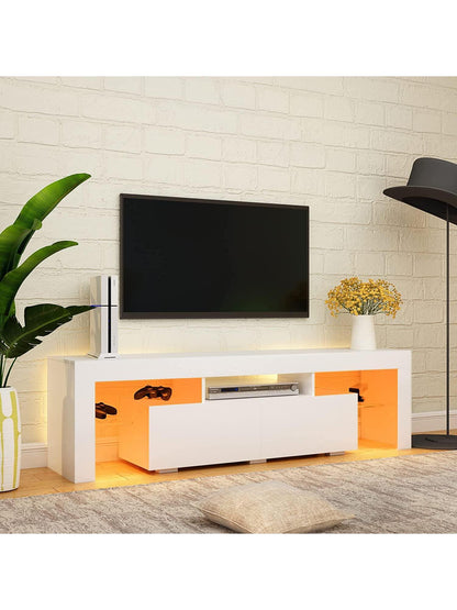 63 Inch TV Stand,Led TV Stand High Glossy Entertainment Center Modern Television Stands with Large Storage Wood TV Stand for 60/65/70 Inch TV Gaming Media TV Console for Living Room Bedroom