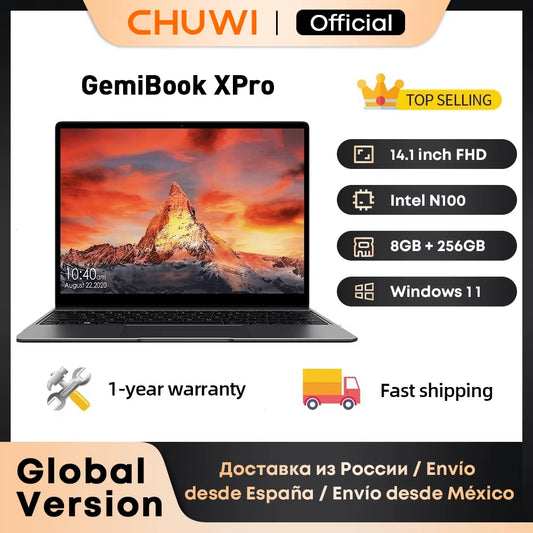 CHUWI Gemibook Xpro 14Inch UHD Screen Laptop 8GB RAM 256GB SSD  Celeron N100 Windows 11 Computer with Cooling Fan Notebook