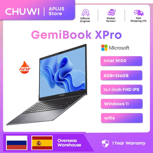 CHUWI Gemibook Xpro Laptop 8GB LPDDR5 256GB SSD  N100 UHD Graphics for 12Th Gen 14.1'' FHD 1920*1080 Windows 11 Laptops