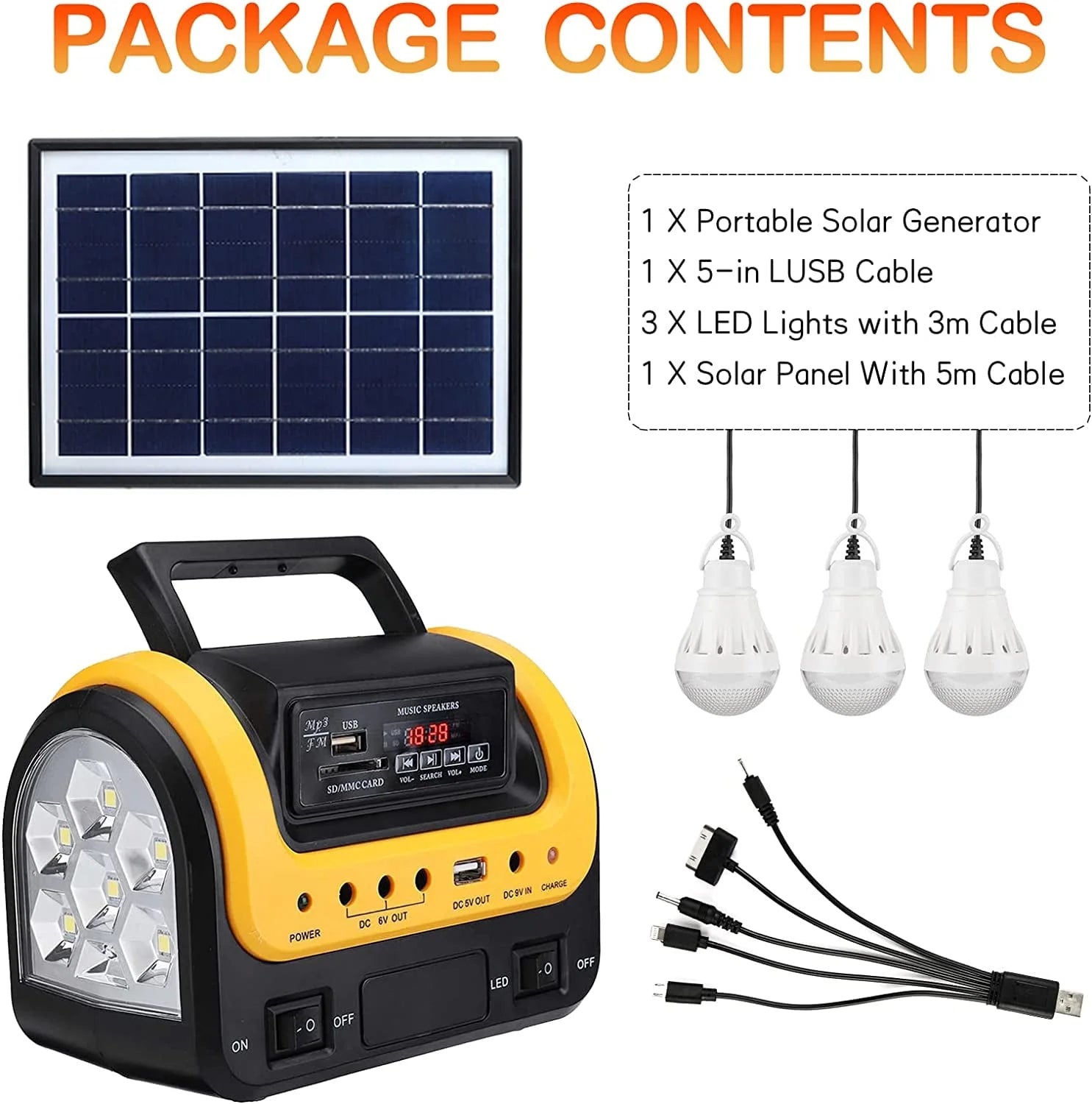 Solar Generator Portable with Solar Panel Solar Power Generators Portable Power Station with Bulb Rechargeable Power Supply