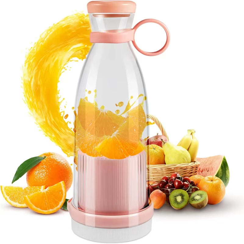 Rechargeable Portable Fruit Juicer and Blender - USB Mini Electric Smoothie Maker in Blue/Pink