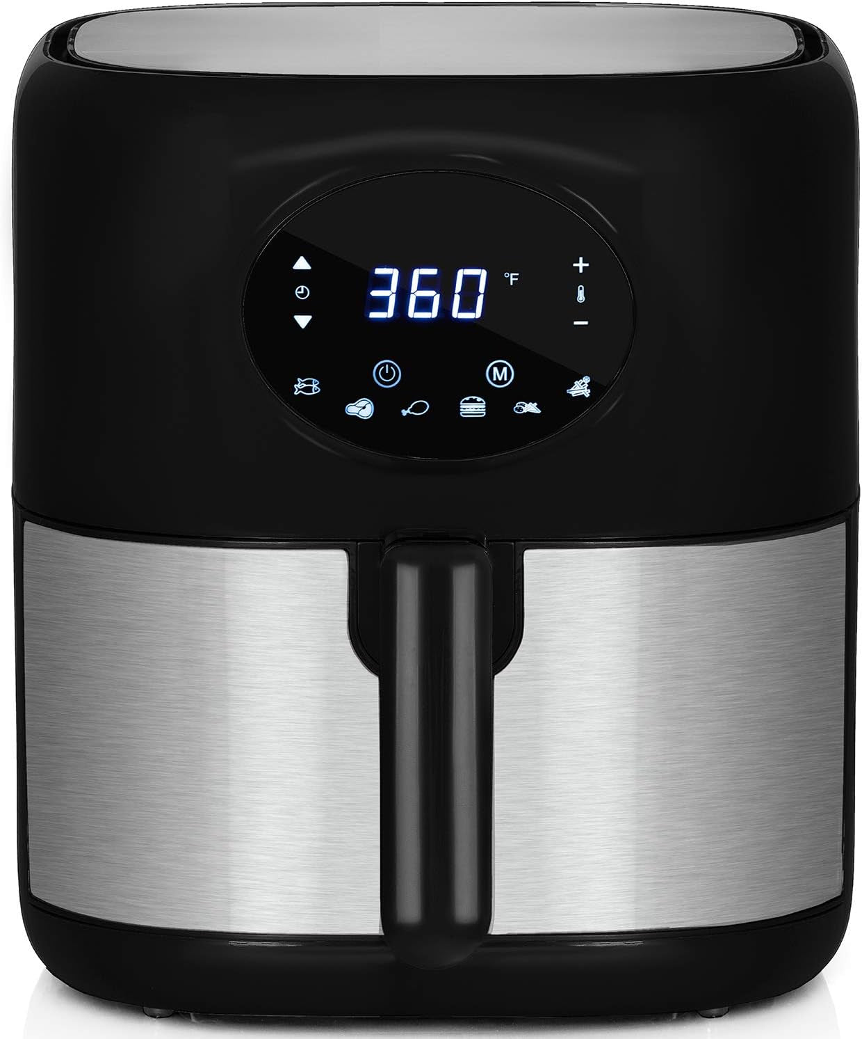 3.7QT Digital Air Fryer with 6 Cooking Presets, LED Touch Controls, Adjustable Temperature and Time, Detachable Dishwasher Safe Non-Stick Basket, ETL Certified, Black