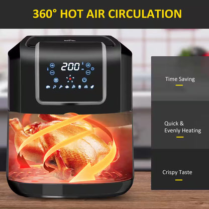 1700-Watt 6.9 Qt. Black Air Fryers Oven with Digital Display, 360° Air Circulation, Adjustable Temperature, Timer