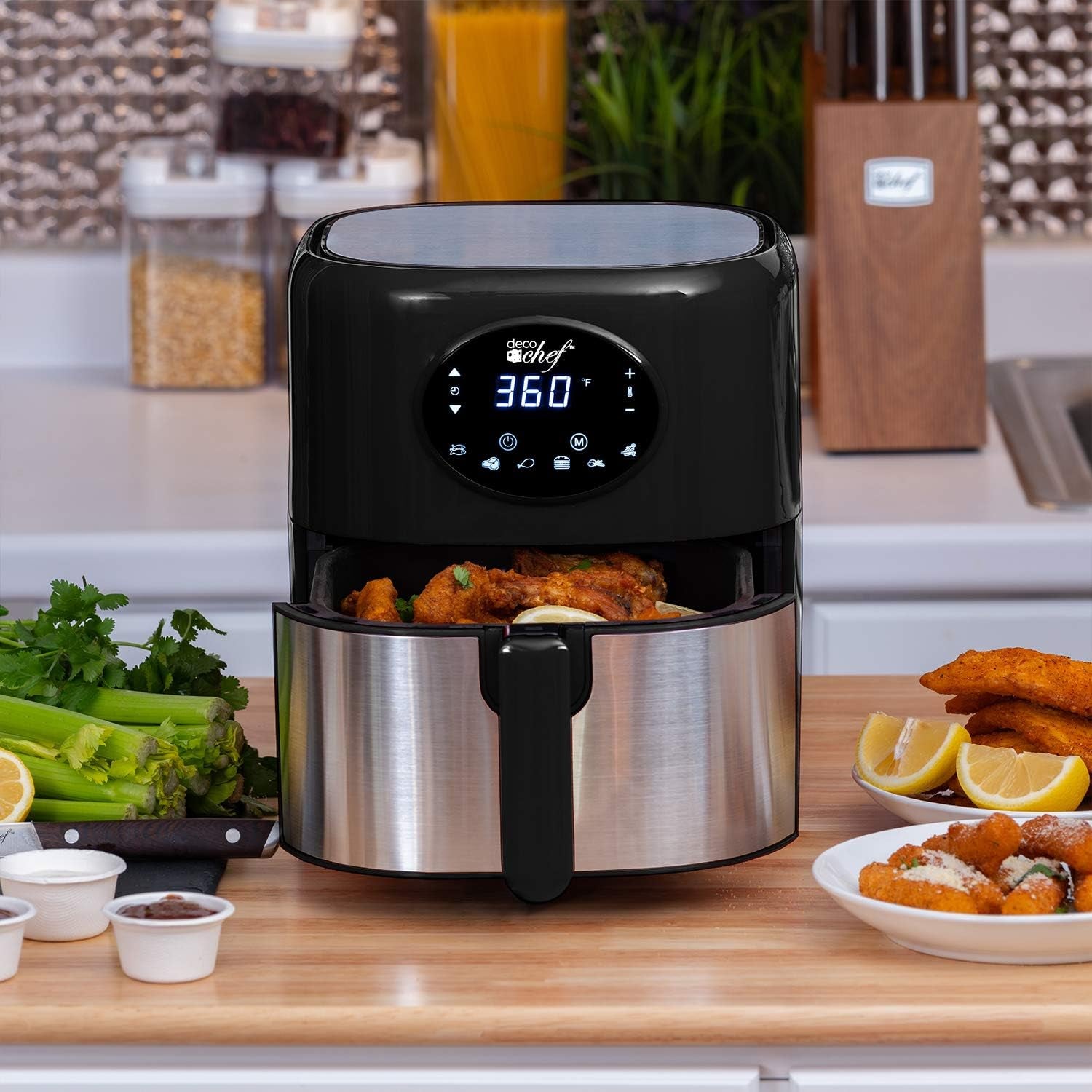 3.7QT Digital Air Fryer with 6 Cooking Presets, LED Touch Controls, Adjustable Temperature and Time, Detachable Dishwasher Safe Non-Stick Basket, ETL Certified, Black