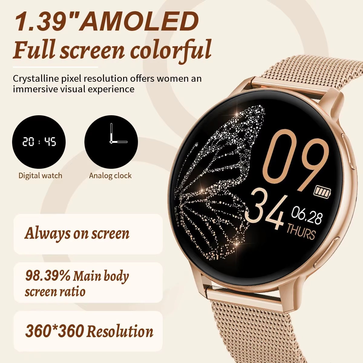 Smartwatch for Women Bluetooth Call Waterproof Sports Fitness Watches Blood Oxygen Healthy Women Smartwatch Man Reloj Mujer