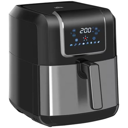 1700-Watt 6.9 Qt. Black Air Fryers Oven with Digital Display, 360° Air Circulation, Adjustable Temperature, Timer