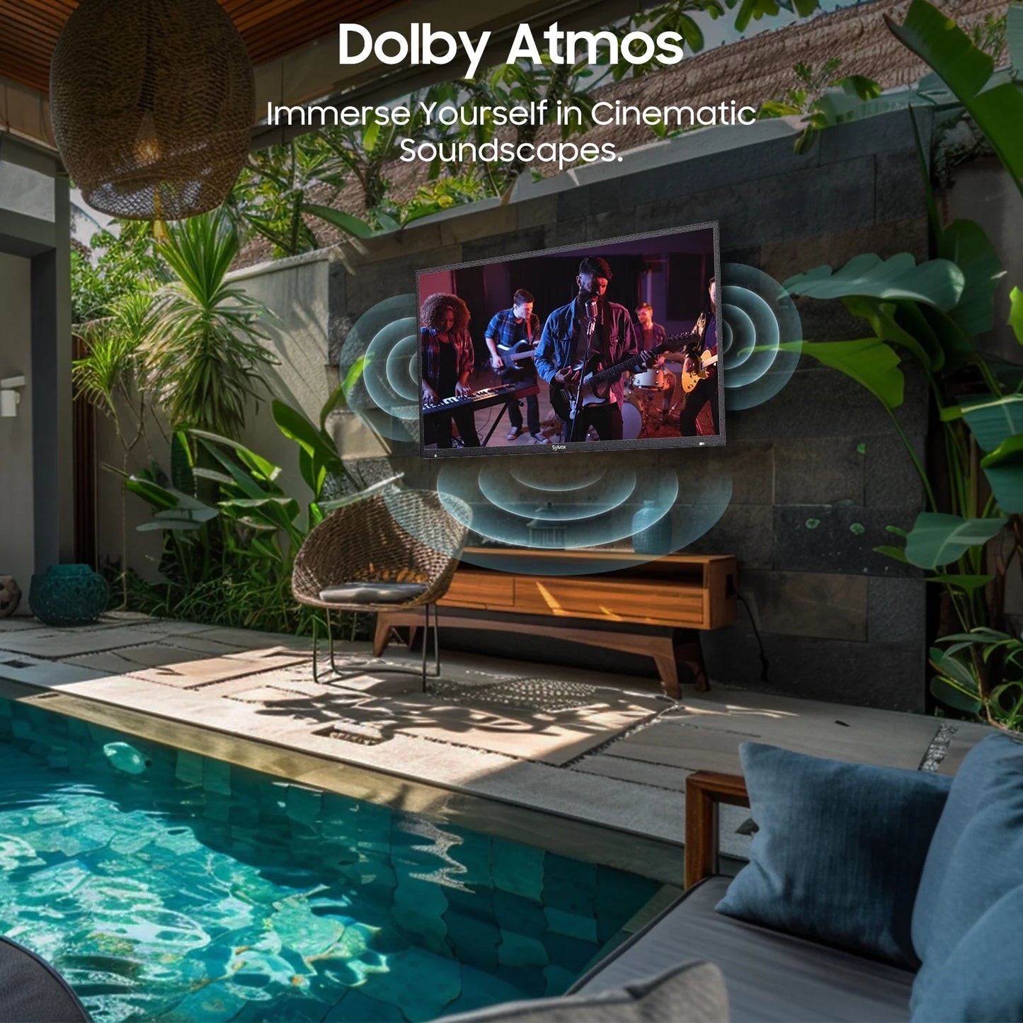 Outdoor TV, 55" Google TV with Dobly Atmos, Google Assistant, 4K 2000Nits Full Sun outside Television, IP55 Waterproof for All Weather (Pool Pro 2.0 NEW)